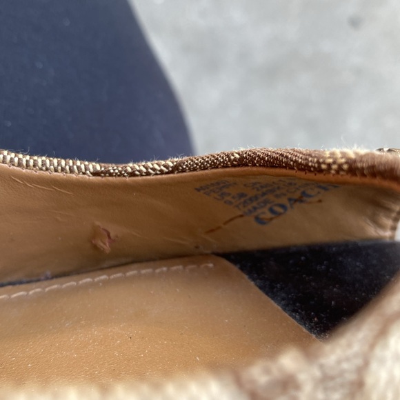 Coach ferry signature C Jacard calf Brown wedge cork shoes - Picture 8 of 13